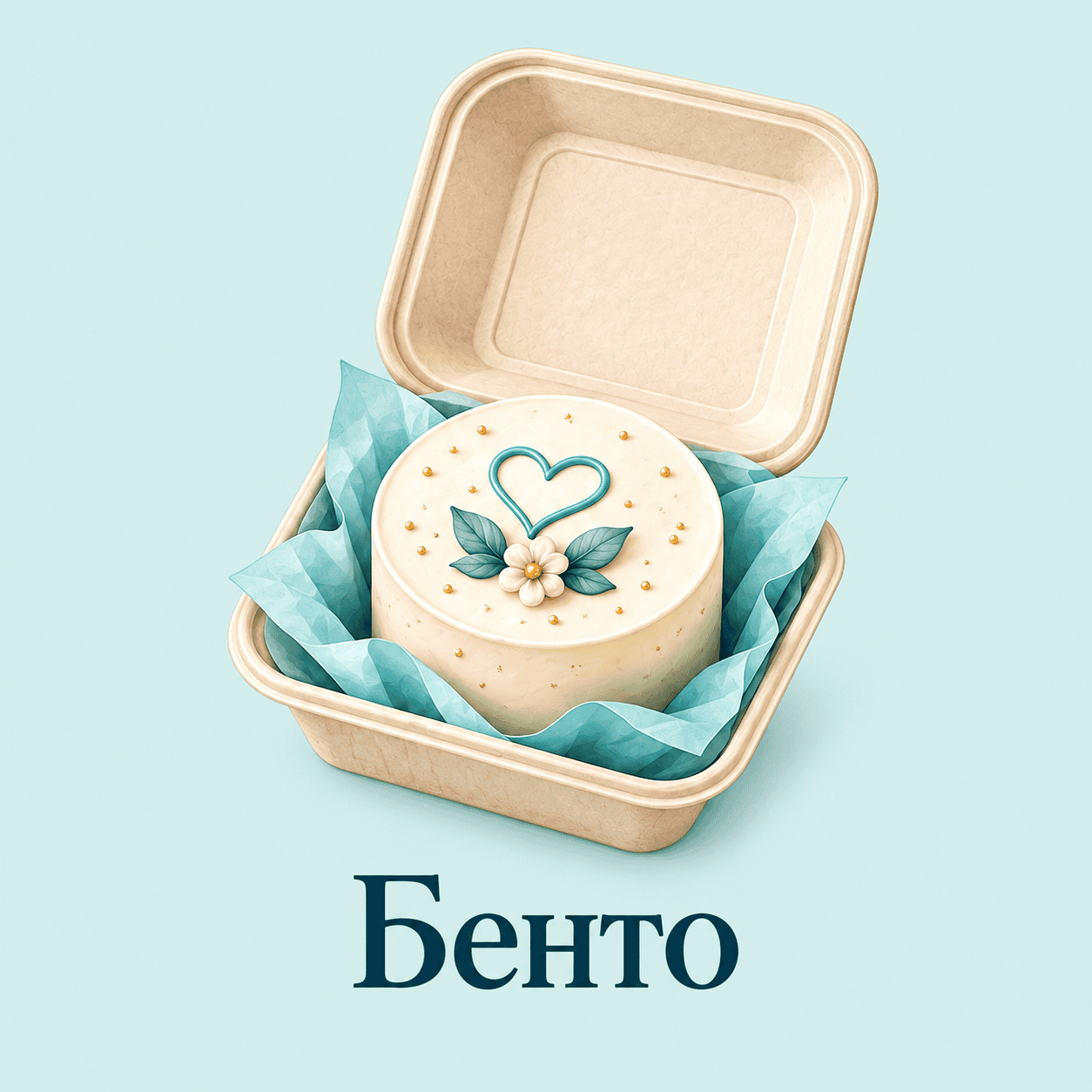 Мятный бенто с золотыми акцентами