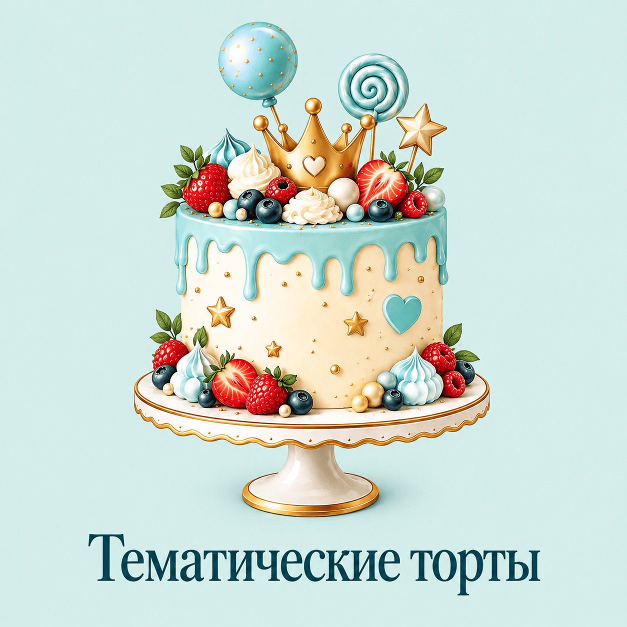 Мятный торт с золотой короной